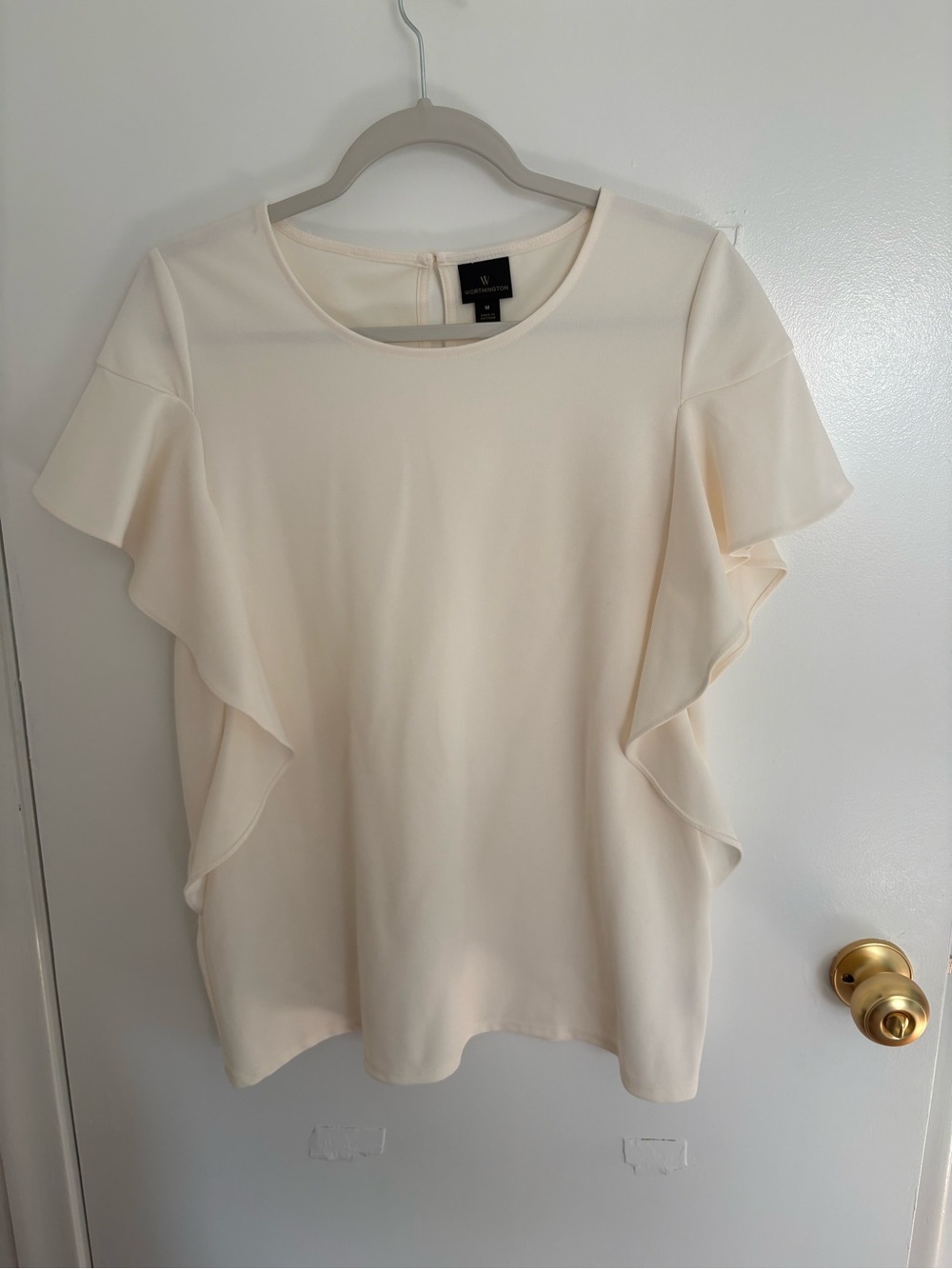 Worthington Cream Flutter Sleeve Blouse